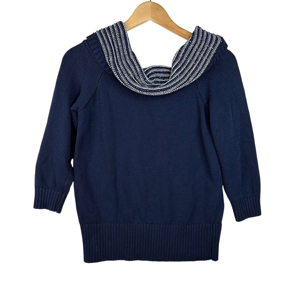 Loft Cowl Neck Pullover Sweater size Medium Blue/White